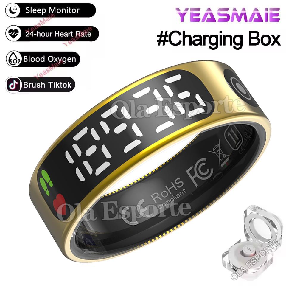 New Smart Ring LED Display Screen Heart Rate Blood Oxygen Monitor Waterproof Fitness Sports Smartring Men Women For Android IOS