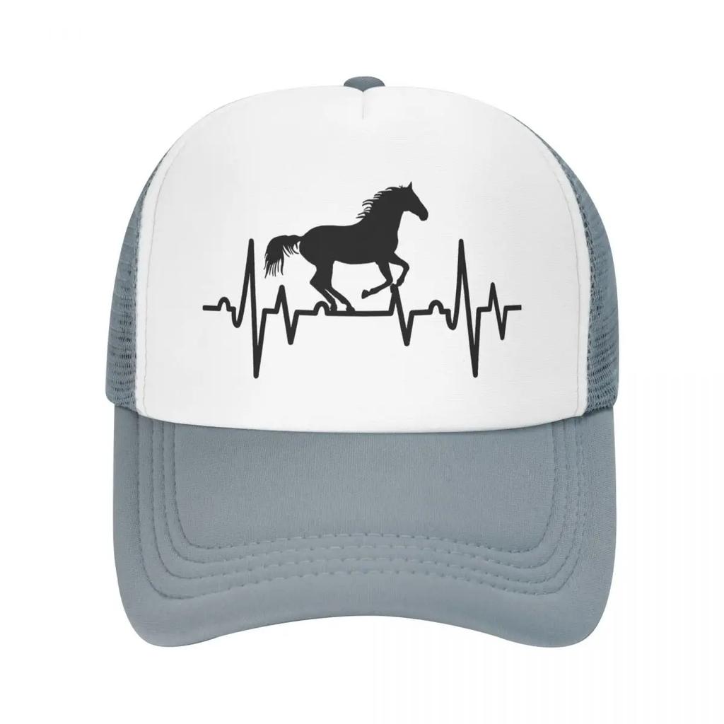 Custom Heartbeat Horse Baseball Cap Outdoor Women Unisexs Adjustable Animal Lover Trucker Hat Summer Personalized Dad Hat