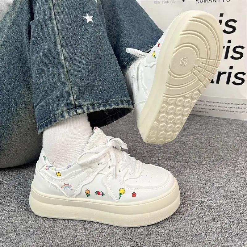 Fashion Ladies Footwear High On Platform Lace Up Women's Shoes Designer Luxury Aesthetic Deals Comfortable and Elegant Vulcanized Shoe