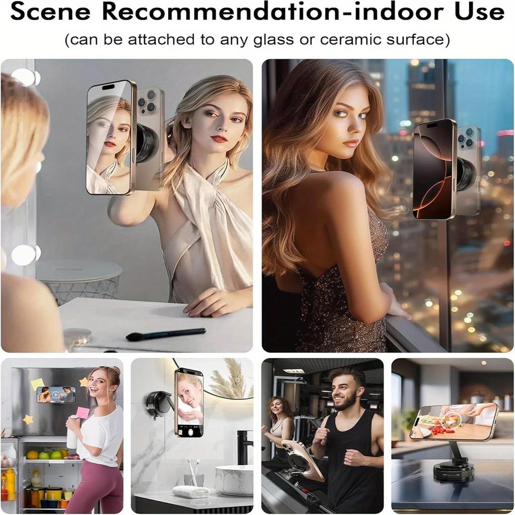 Vacuum Magnetic Car Phone Holder with Mount Pad – 360° Reinforced 96LBS Ultra Suction Cup Phone Mount for MagSafe Cell Phones