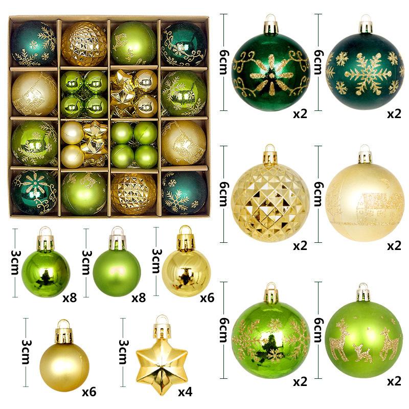 44 Stück 6 cm Weihnachtsbaumkugel Weihnachtsdekoration Xmas Baum Anhänger Ornamente Heimdekoration Navidad Party Neujahr 2027 Partyzubehör