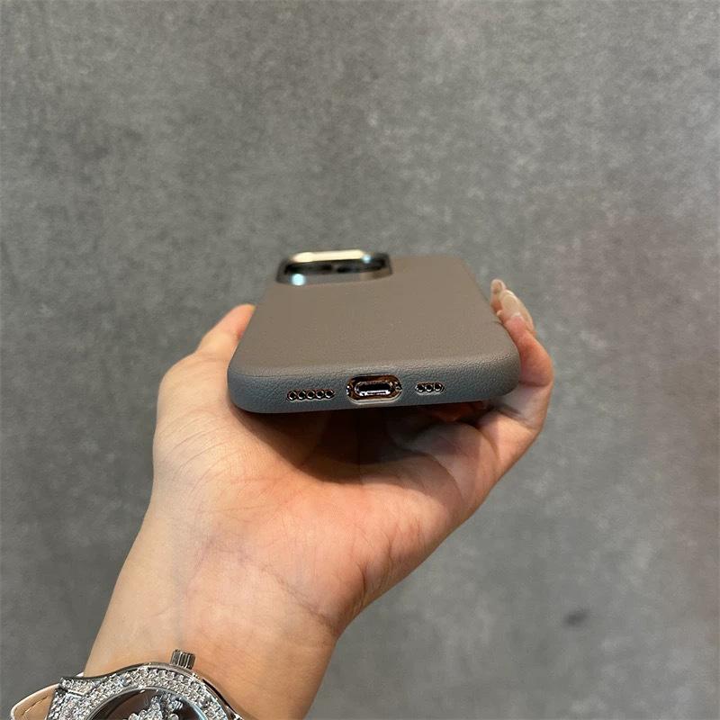 Simple Solid Color, Suitable for Apple 16PRO Phone Case, IPhone 15 Metal Leather Texture, 14 Large Holes, Couple Anti-drop, 13 Soft