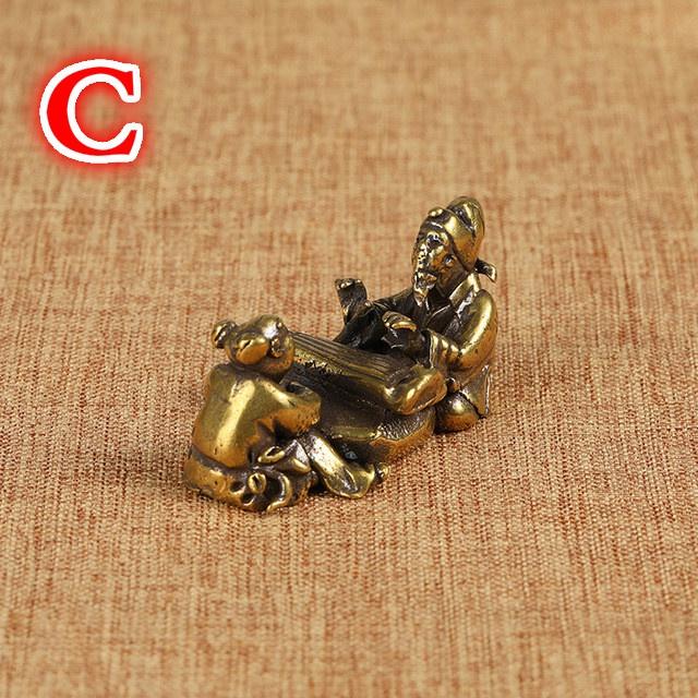 

Старинная латунная фигурка старика, играющего в шахматы, каллиграфическая живопись, миниатюрные фигурки, украшения для чайного столика, ремесла, аксессуары, чистая медь C