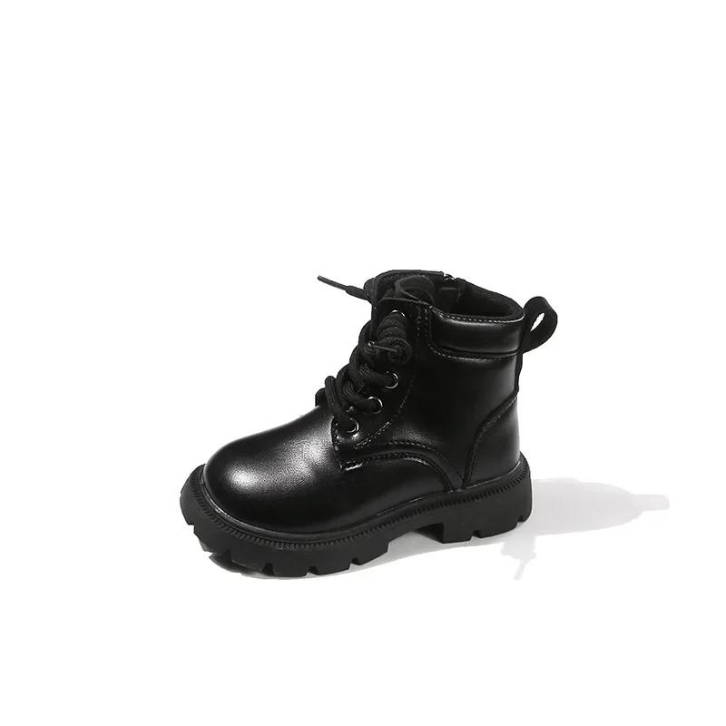 Kids Motorcycle Boots British Style Boys Girls Ankle Boots Handsome Versatile 2024 New Fashion Children Short Boots Soft Sole