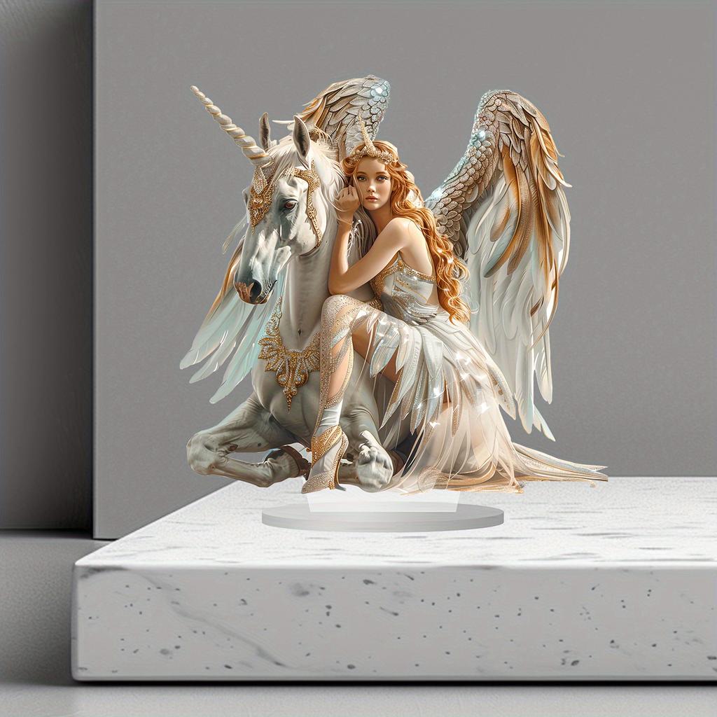 Angel and Horse, Ponytail Home Tabletop Decorations, Home and Office Desktop Decoration, Unique Gift for Nature Enthusiasts, Nurseries, Home Desk Liv