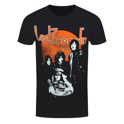 T-Shirt Led Zeppelin Cerchio Arancione Band Rock Nuovo Nero Ufficiale