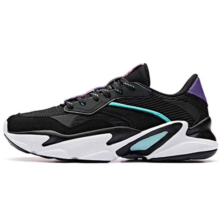 New ANTA Chunky Sneakers Women's Low Top Black/Green/White 12838808R-5