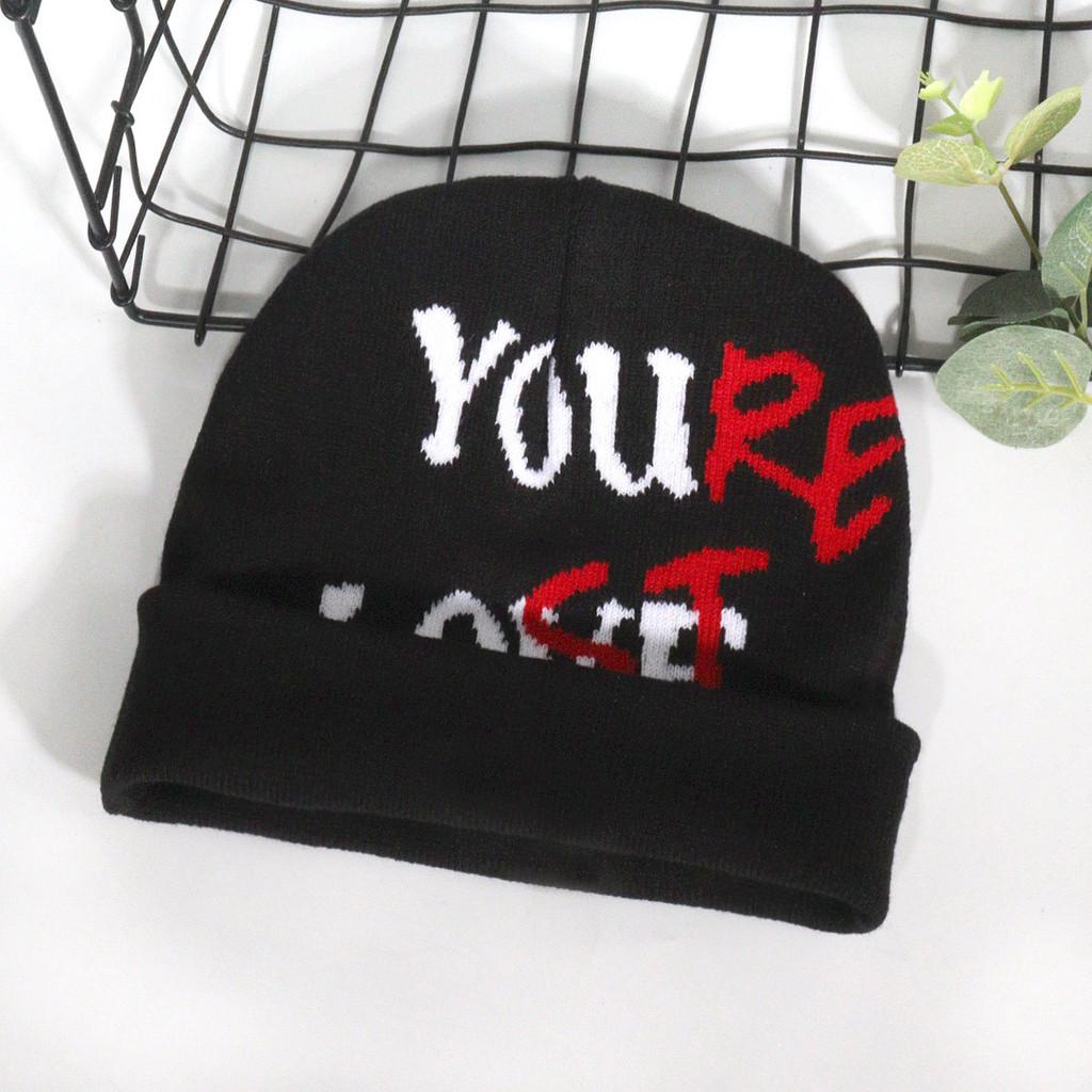 Knit Hat With Alphabet Pattern For Fall Winter Warmth Unisex Street Style