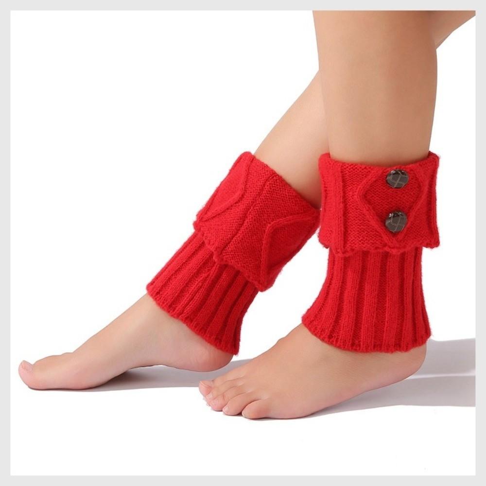 Thermal Short Leg Warmers Buttons Crochet Warm Socks Cuffs New Knitted Leg Warmer  Autumn Winter