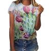 Summer Plant Printing Summer Women's Short Sleeves 3D Digital Printing 3440