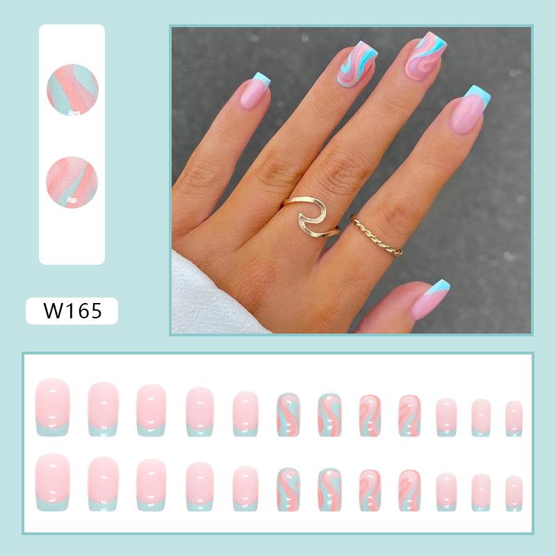 

Средний прямоугольный ноготь Lake Blue Ripple Wearing Nail Piece Cool And Fresh Natural Nail Piece In Summer