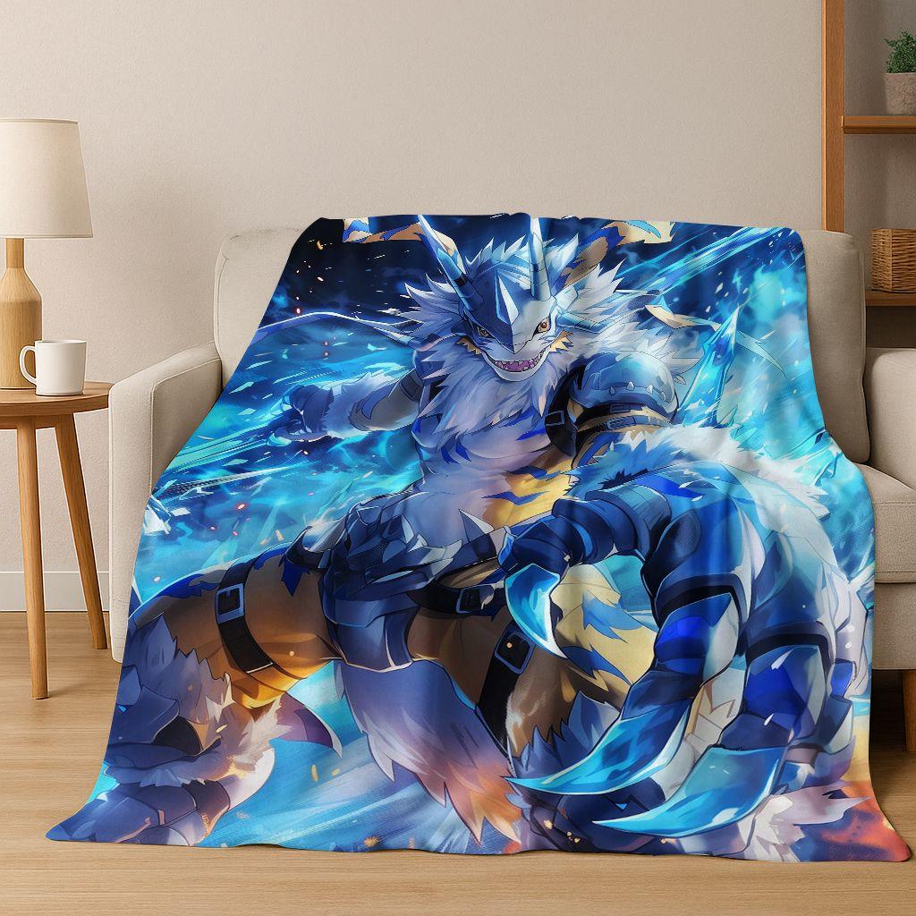 Retro Digimon Adventure Angewomon Agumon Cartoon Flannel Blanket,Cozy Soft Throw Blanket for Home Bedroom Bed Sofa Cover Kids