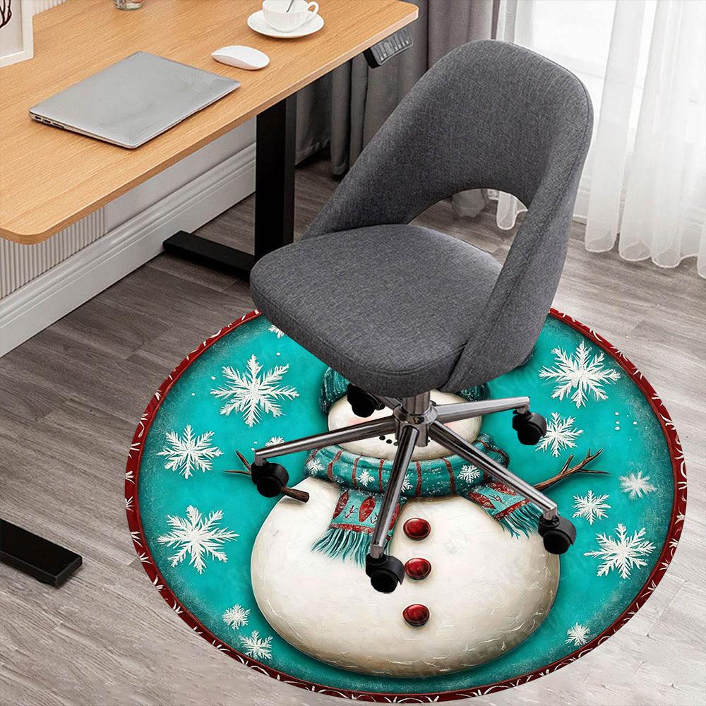 1PC snowman snowflake Office Round Area Rug, Under Office Chairs Bedroom Living Room Home Decor,Carpet for Office, -1110181