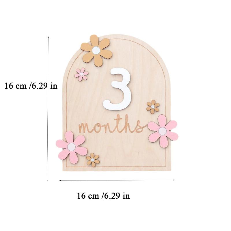 Girls Boys Newborn Photography Props Baby Milestone Photo Props Wooden Baby Monthly Milestone Cards 3D Flowers Double Sides