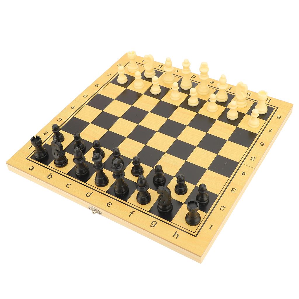 Wooden Chess Board Game Set 3 In 1 Foldable Board Chess and Checker Set for Kids Adult