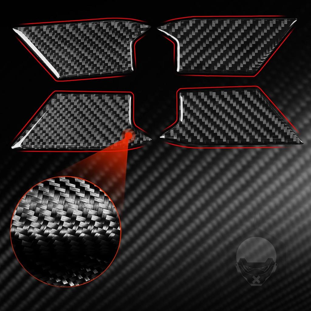Real Carbon Fiber Car Interior Door Bowl Cover Trim Stickers Compatible with Volkswagen VW Golf 8 8.5 MK8 GTI 2021 2022 2023 Auto Accessories Decals