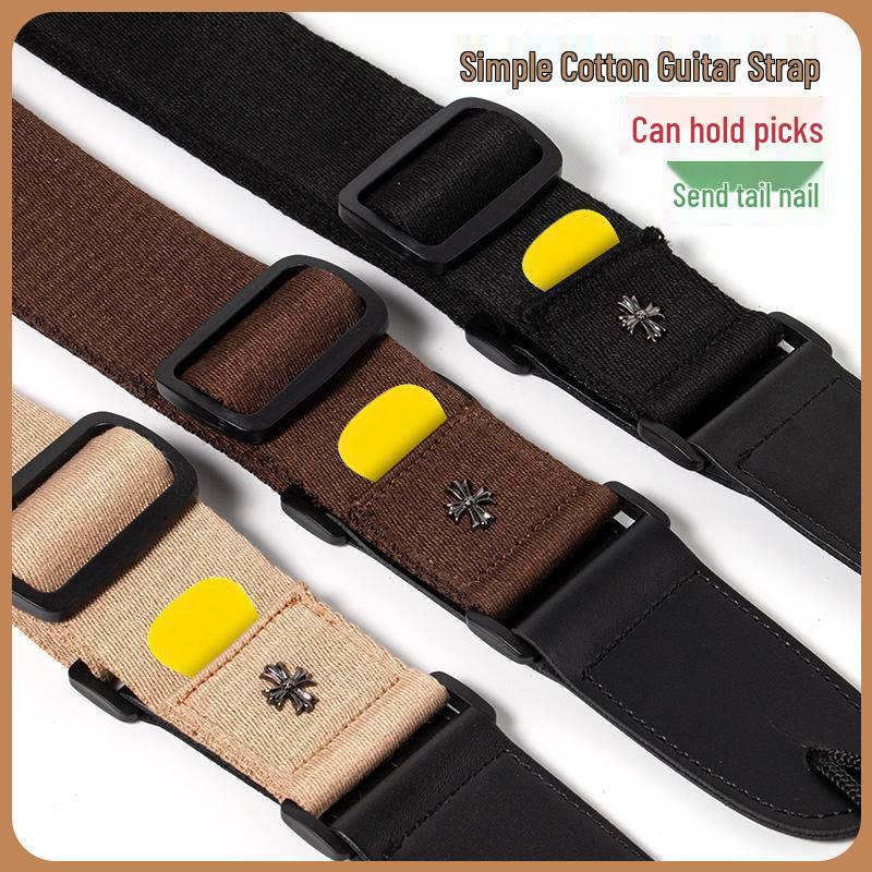 Retro Embroidered Ethnic Guitar Strap - Thickened Polyester for Wooden & Electric Guitars