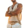 Men's Retro Casual V,Neck Sleeveless Color Cotton Linen Basic Vest