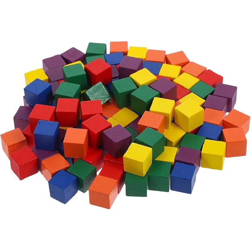 Artibetter DIY Square Cubes Wooden Craft Cubes Colorful DIY Square Blocks for Kids Adults Playing 100pcs 1*1cm