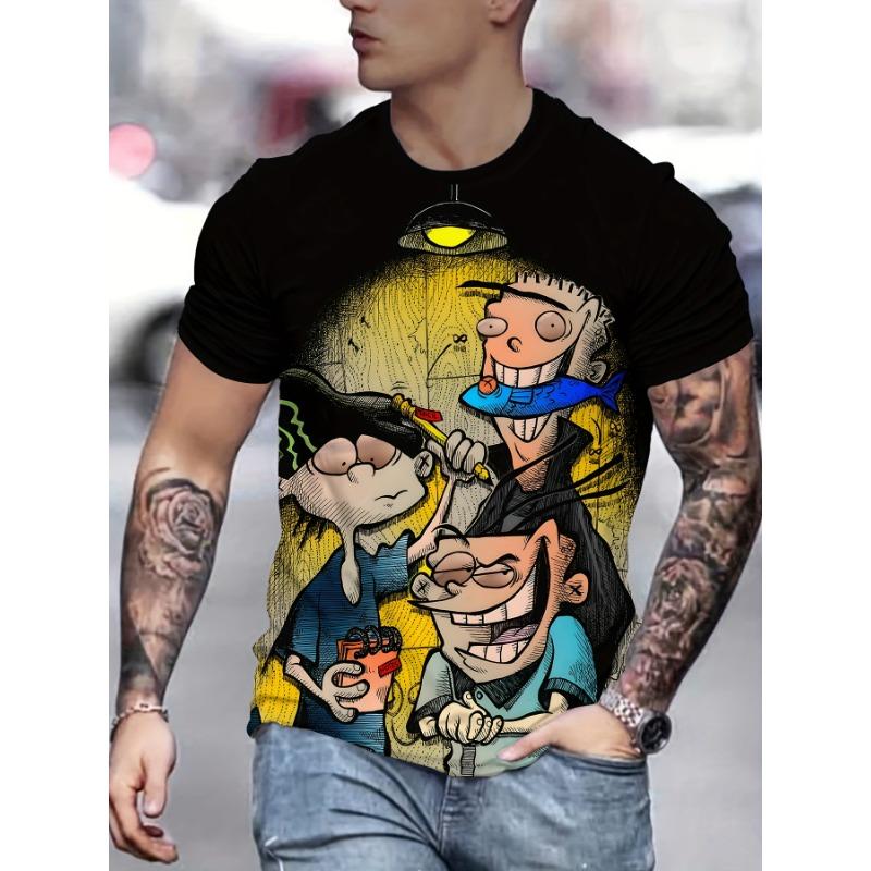 

Men s Fun 3D Digital Printed T-shirt - Funny Cartoon Pattern NOVELTY Text, Round Neck Short Sleeve S