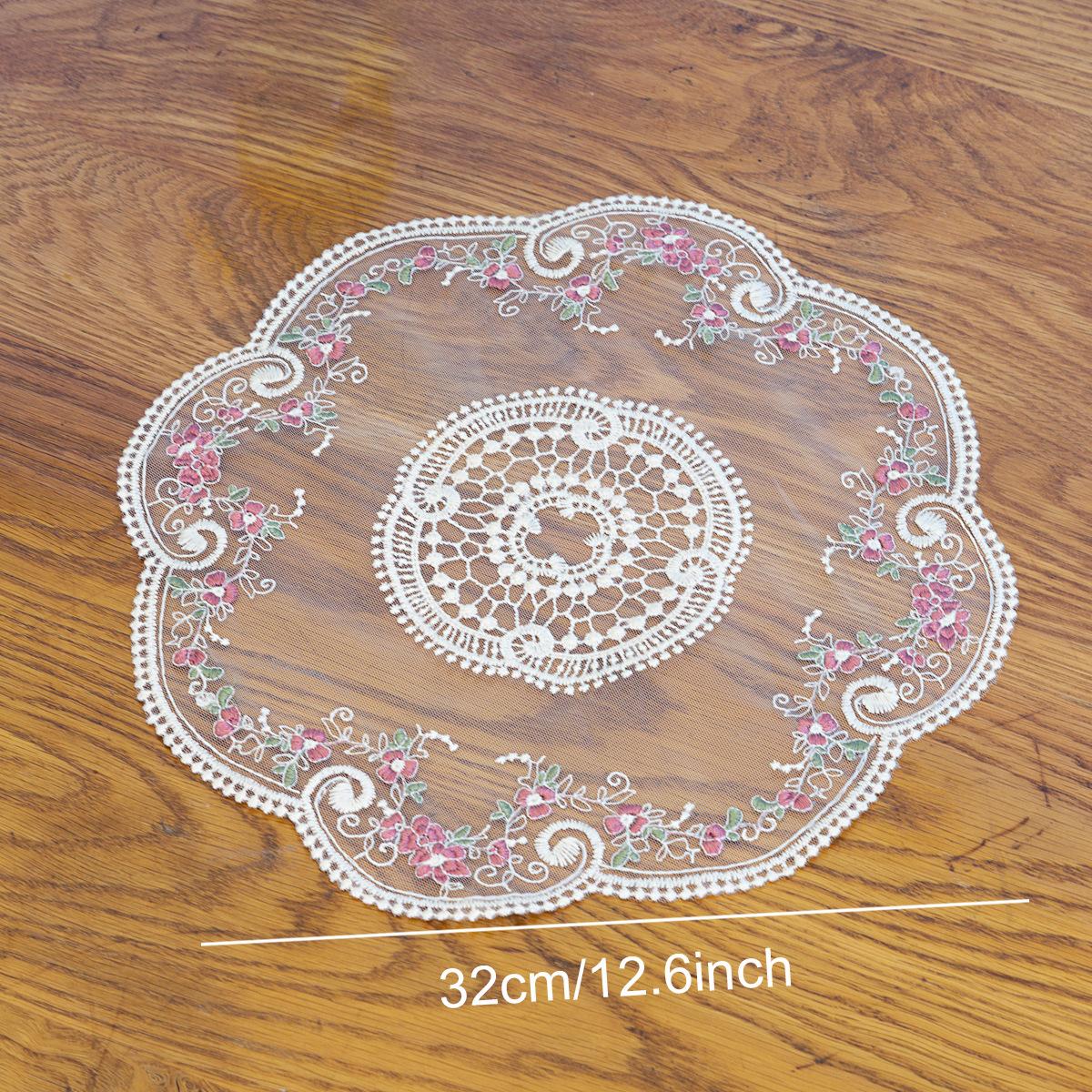 French Romantic Retro Lace Embroidery Placemats Creative Coasters Pastoral Ins Style Fabric Small Tablecloth Table Decoration
