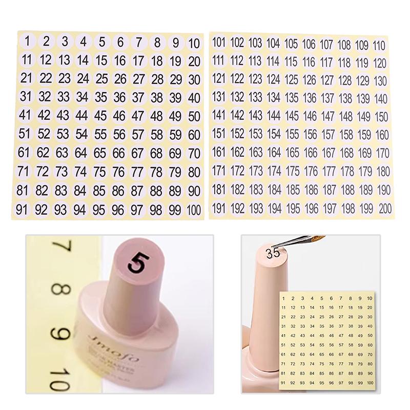 15 ark 1-200 Nagellack Nummerklistermärke Etikett Gel Nagellack Limflaska Läppstift Naglar Spets Display Märk Nummerering Manikyrverktyg