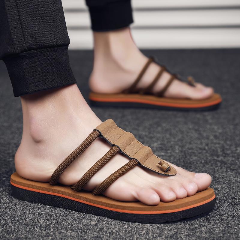 2025 Summer New Flip-flops Men's Live Broadcast 2025 Outdoor Wear Beach Sandals Soft-soled Non-slip Pinch Sandals