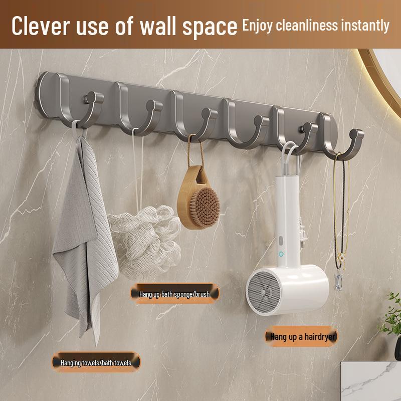 Porte-manteau mural en aluminium et étagère organisatrice avec crochets