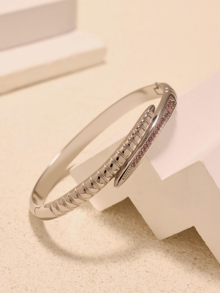 Snake Tails Shape Stainless Steel Bracelet Bangles For Women 18k Gold Plated With Shiny Zircon Luxury Women's Bracelets Bangle