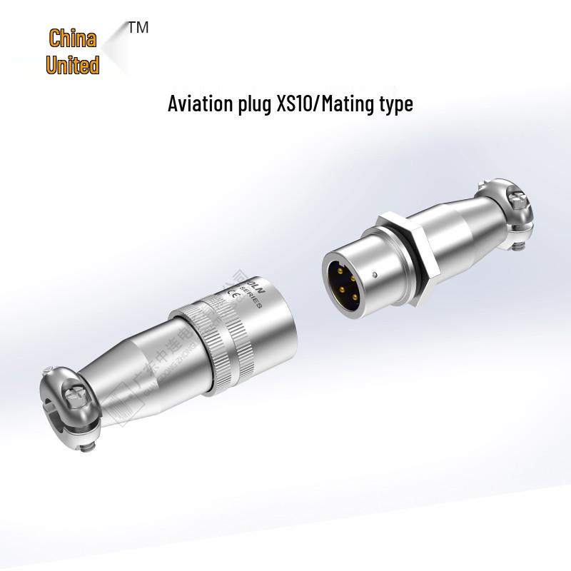 Central Connection XS10 Aviation Plug: 2 to 5-core Straight Interface Cable Connector