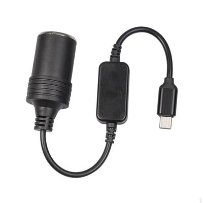 5V USB C Male To 12V Car Cigarette Lighter Female Converter Cable 12W with Booster Chip for Vehicle