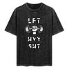 Vintage Lift Heavy Gym TShirt Acid Wash Dumbbell Fitness Graphic Tee Oversized Bodybuilding Streetwear Top for Men