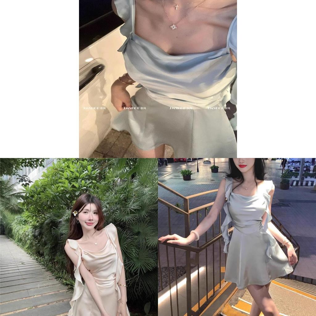 Summer Satin Slip Dress With High Waist And Sleeveless Design For Elegant Women
