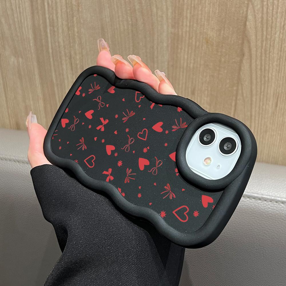 Love Heart Bow Pattern Soft Phone Cover for Samsung Galaxy A52 A73 A12 S24 Ultra 5G S23 S22 S21 S20 FE Wave Edge Shockproof Protective Rubber Case
