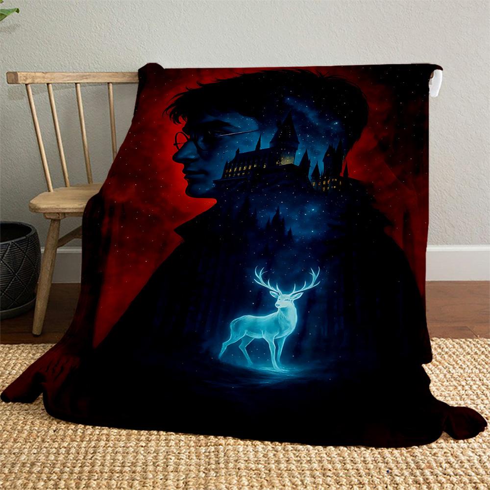1pc Harry Potter,Hogwarts,Patronus Outdoor Flannel Throw Blanket All Season Soft Warmth,Home Decor 1031176