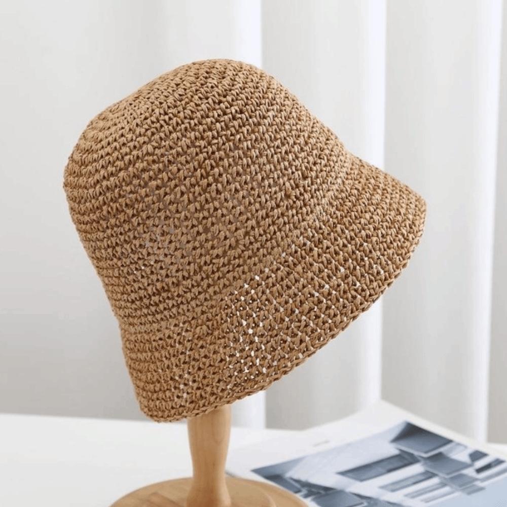 Woven Straw Fisherman Hat Korean Style Bucket Hat Retro Women Sun Hat  Vacation