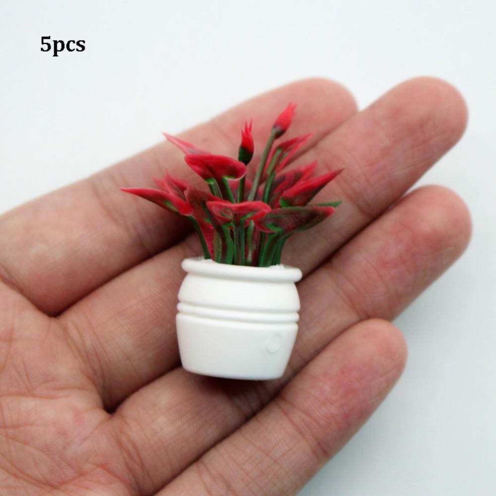 5pcs Plastic 1:12 Dollhouse Miniature Plant Green Luo Plant  Outdoor Doll House Model Accessories
