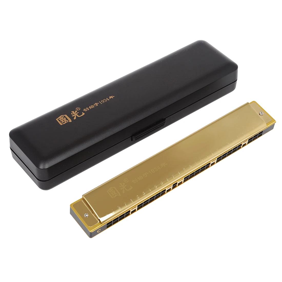 Guoguang 28 Hole Harmonica Polyphony Accent C Harmonica Students Beginners Professional Performce Harmonica wind Instruments золотой