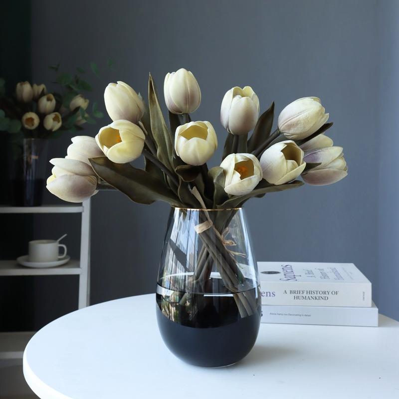 Tulip artificial flower fake bouquet interior decoration tabletop ornament wedding hand holding artificial flower