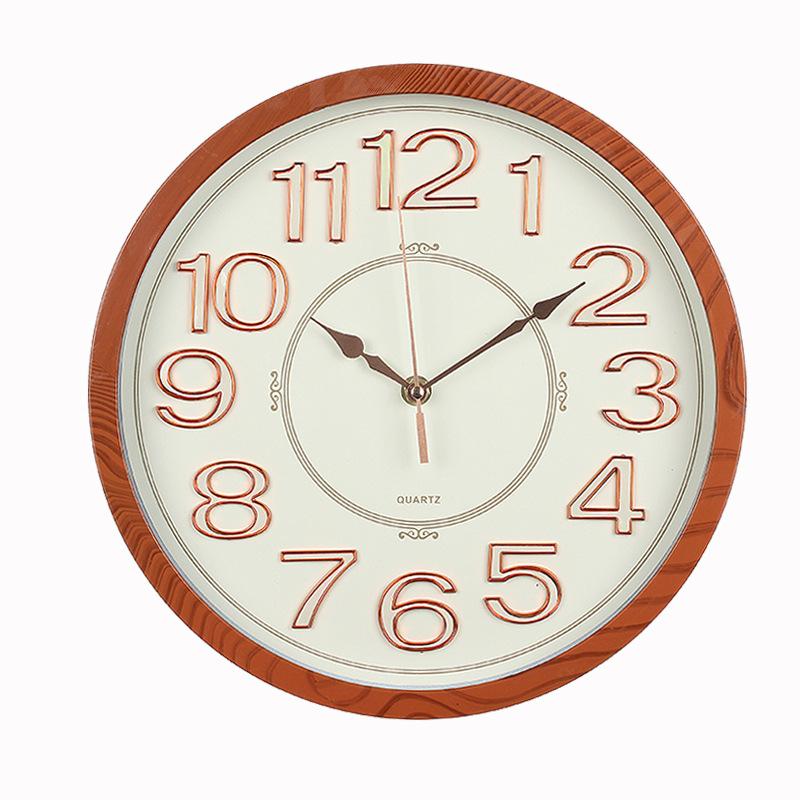 

12-inch 30CM Luminous Wood Grain Large Wall Clock Home Ornament Small Clock Independent Station luminous style