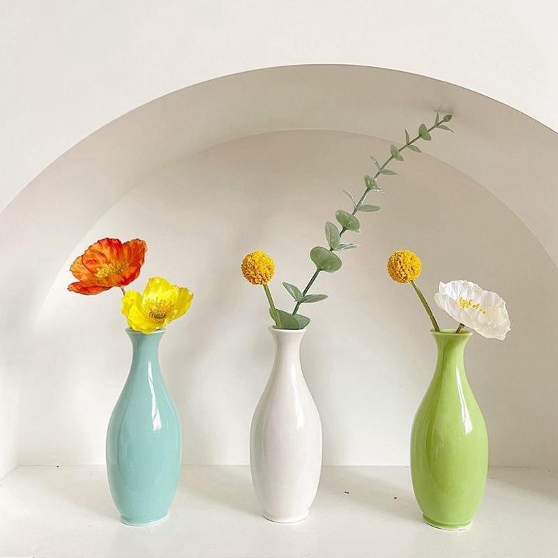 Nordic Ceramic Bud Vase Modern Small Flower Pot Decorative Flower Vases for Home Office Desktop Decor Wedding Flower Arrangement