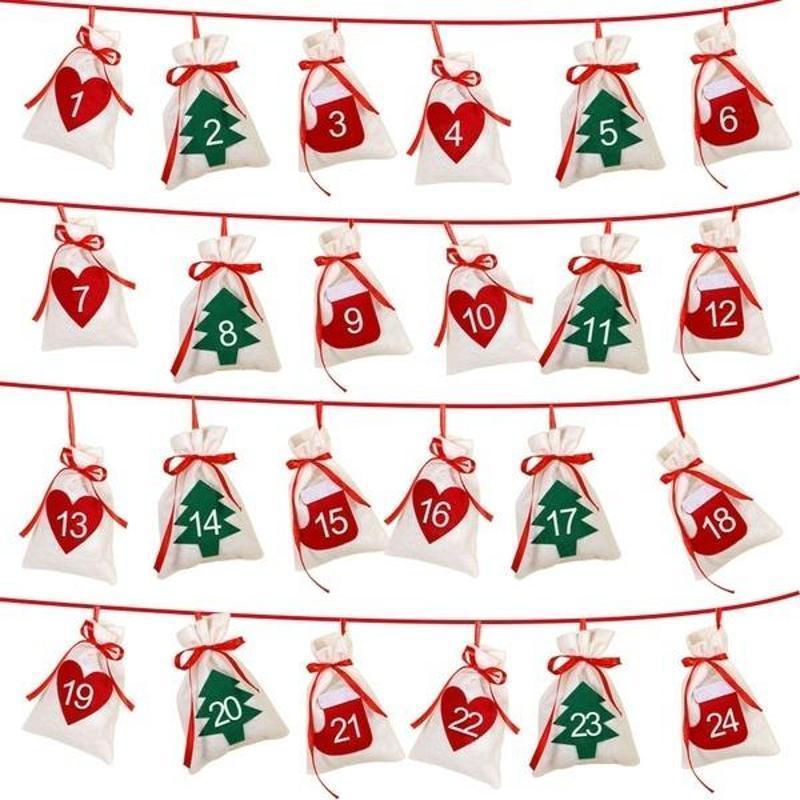 

Christmas Decoration Home Date 1-24 Fabric Christmas Advent Calendar Garland Wall Wholesale Suitable Household Kitchen Supplies 1-24