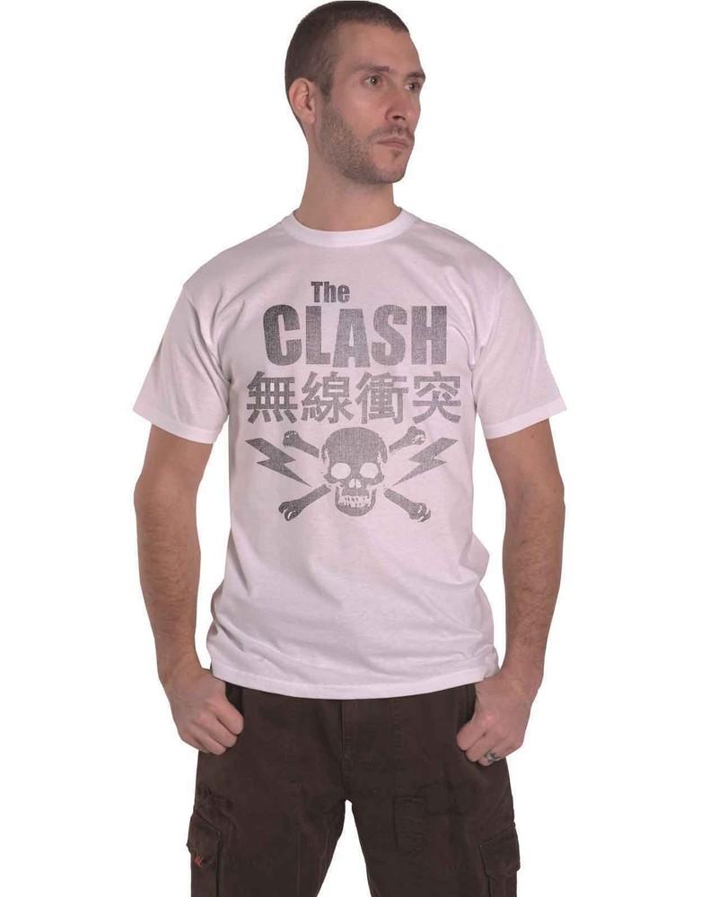 The Clash T Shirt Skull and Crossbones Band Logo new Official Mens White Size Unisex T-Shirt S