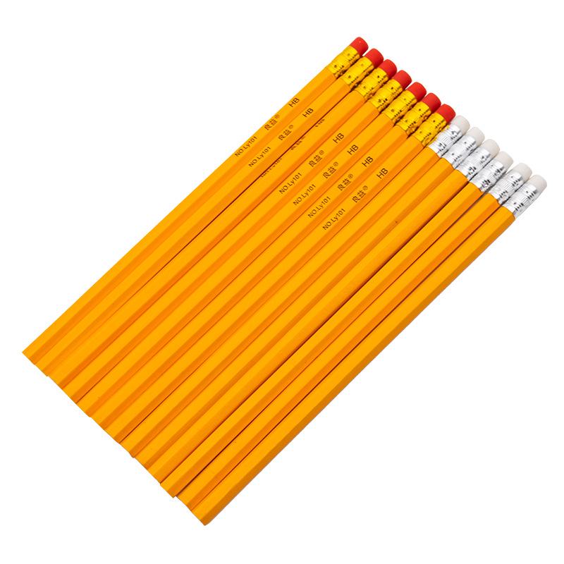 Yellow Barrel Wooden HB Pencils with Erasers for Children - Ideal for Writing and Drawing