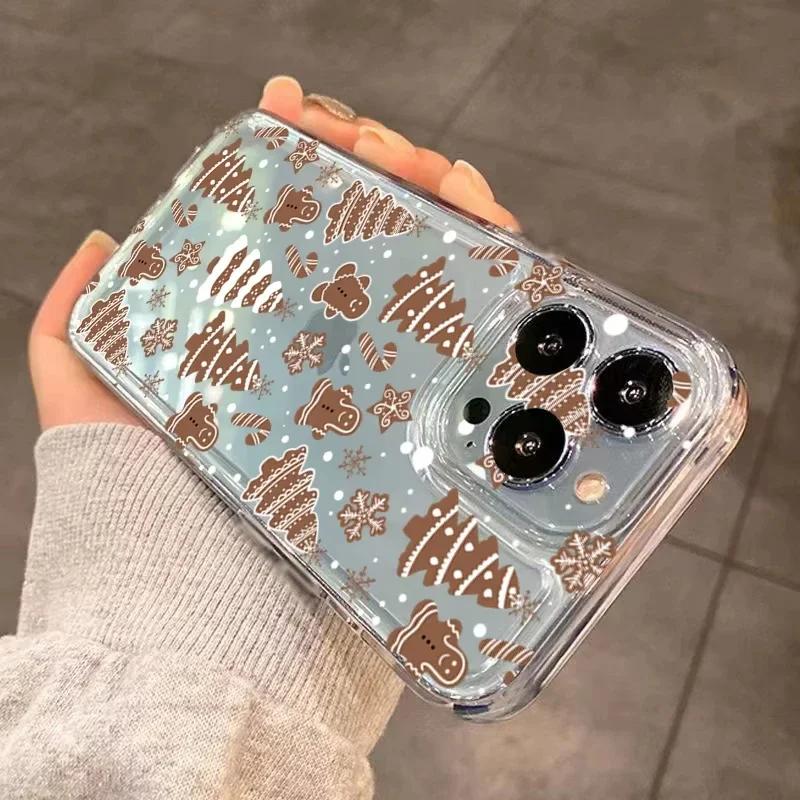 Santa Claus Elk Deer Christmas Tree Clear Phone Case For iPhone 16 15 14 13 12 11 Pro Max XS X XR 7 8 Plus SE2 Soft Bumper Cover