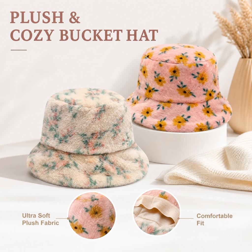 Women's Printed Fisherman Hat Warm Hat for Fall Winter Casual Outdoor Wear