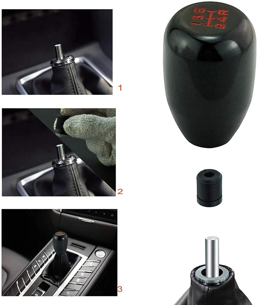 Lunsom Small Shift Knob Metal Shift Lever 5 Speed Car Shift Knob Short Fit for Automatic and Manual Car (Black)