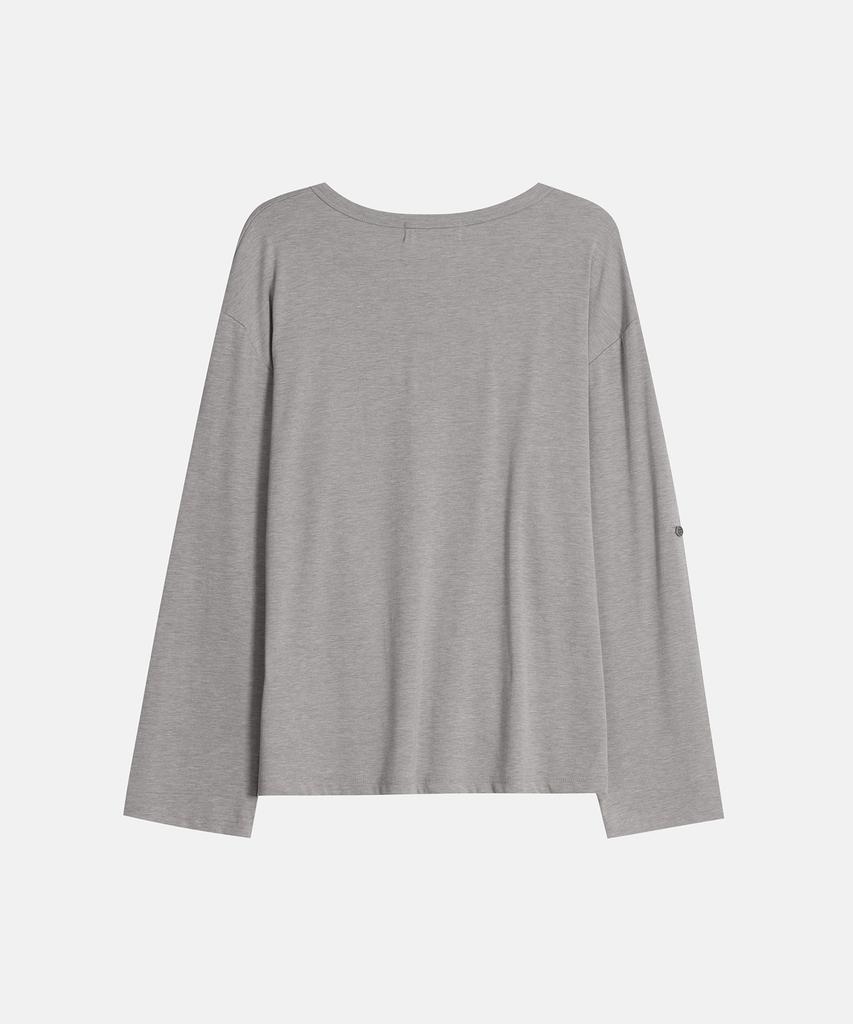 Aesimeteuli Asymmetry Henry Long Sleeve Top / Gray