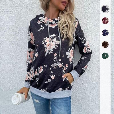 Europäisch-amerikanischer Stil Damen Casual Kapuzenpullover Top Langarm Mittellang