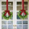 Artificial Cabinet Wreath With Plaid Bow For Window Front Door Decor Gift Hanging Durable DIY 24cm Fake Plant Garland Christmas